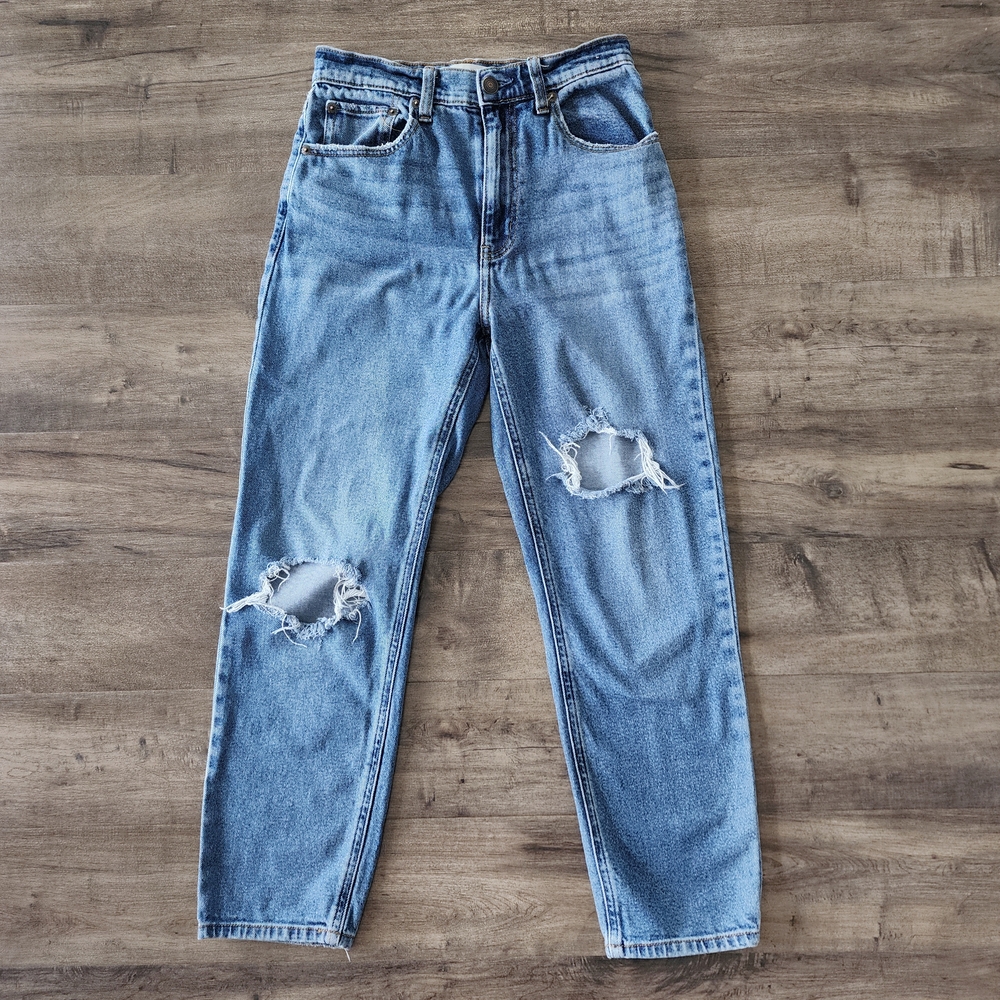 Abercrombie & Fitch Mom High Rise Ripped Jeans Women's 0 Regular